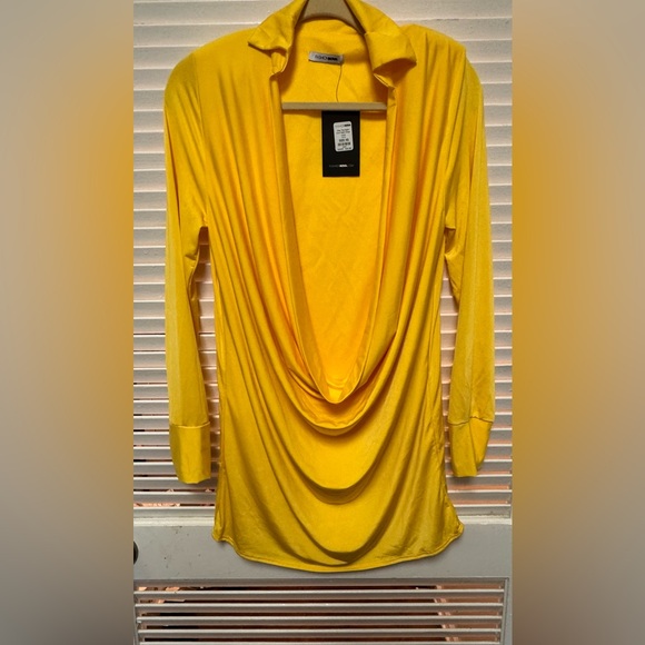 Fashion Nova XS yellow Stay the Night Cowl dress NWT - Picture 7 of 8